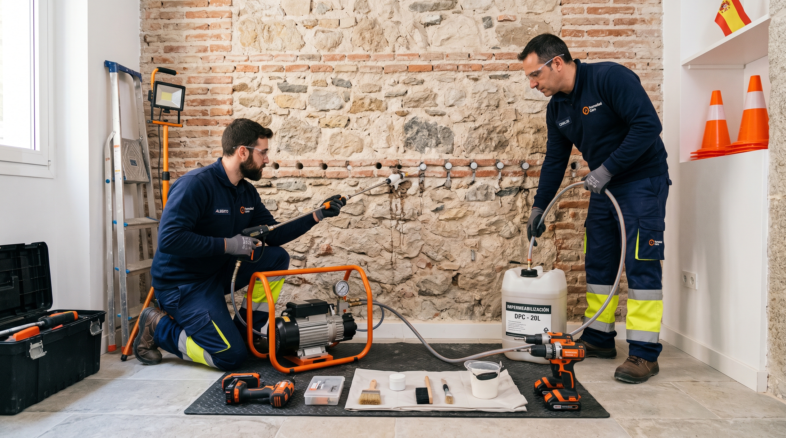 Técnicos especializados en tratamiento de humedades en Vigo — inyección de barrera química